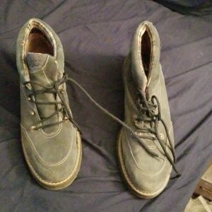 Blue suede ankle boots